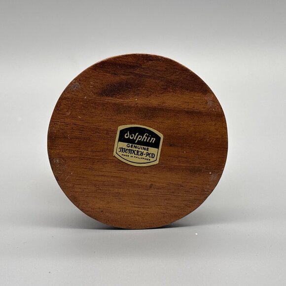 Vintage Dolphin Hand-Carved Monkey Pod Wooden Pineapple | Diamond Pattern - Picture 5 of 6